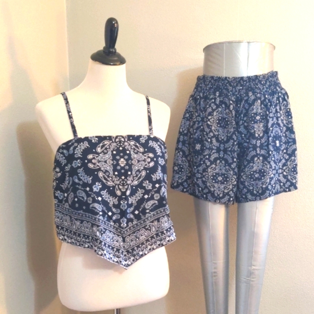 3 For 9$ No Boundaries Blue Paisley Rayon Set Large